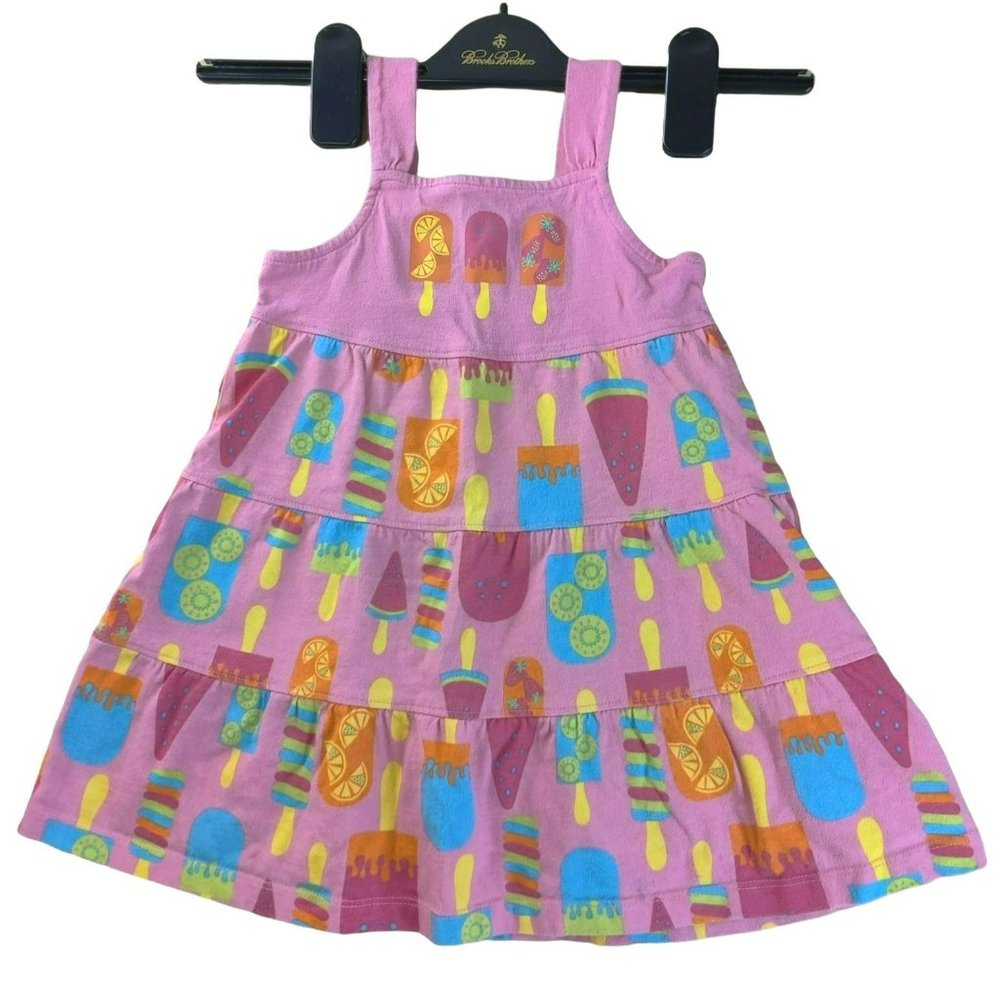 J Khaki Authentic Girls 3T Cotton Pink Popsicle Tiered Sundress